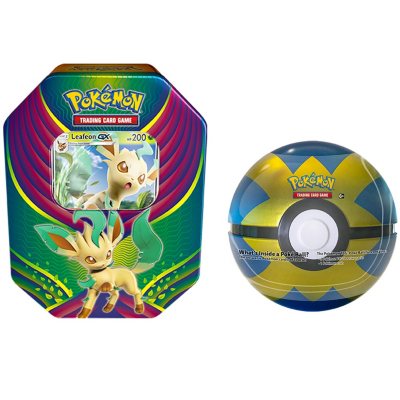 Pokémon TCG: Evolution Celebration Tin (Leafeon-GX) and 1 of 6