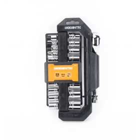 WORX 23Piece 1/4"+ 3/8"DR. Socket Set With Rotatable Rack 