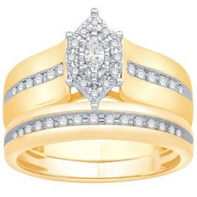 0.33 CT. T.W. Marquise Shape Bridal Set in 14K Two-Tone Gold