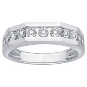 0.11 CT. T.W. Men's Diamond Ring in 14K White Gold