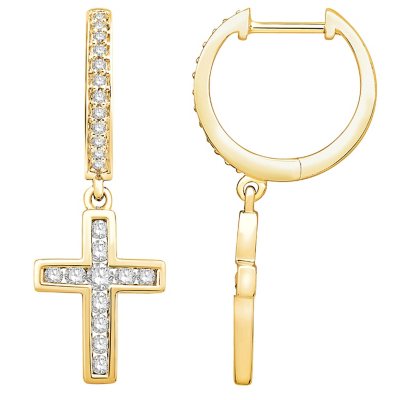 Crucifix clearance hoop earring