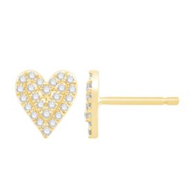 0.25 CT. T.W. Diamond Heart Earrings in 14K Yellow Gold