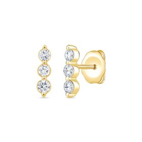 Diamond Earrings,925 Sterling Silver Bridal Earrings,Clip On Style Designer Diamond Earrings,14K Yellow Gold Plated,Womens Earrings