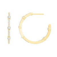 1.00 CT. T.W. Diamond Hoop Earrings in 14K Yellow Gold