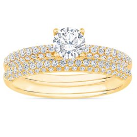 1.10 CT. T.W. Pave Diamond Bridal Set in 14K Yellow Gold