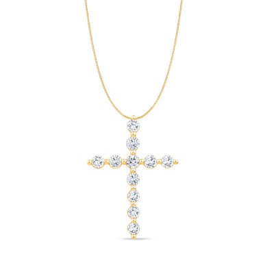 14K Round Cut Out Cross Medallion Necklace, 22
