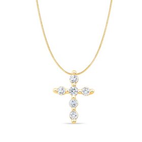 0.20 CT. T.W. Diamond Cross Pendant in 14K Yellow Gold		