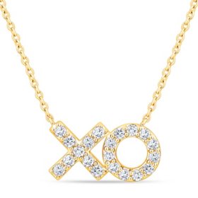 0.25 CT. T.W. Diamond X and O Necklace in 14K Yellow Gold