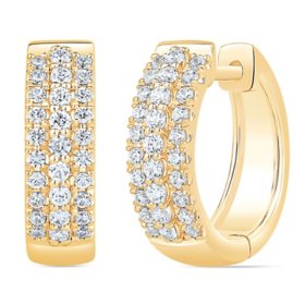 0.35 CT. T.W. Diamond Huggie Hoop Earrings in 14K Gold