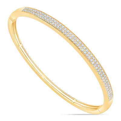 Bennett Pave Claw Diamond Cuff Bangle Bracelet 1.18 ctw 14K Yellow Gold