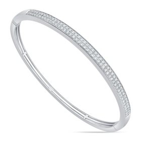 1.00 CT. T.W. Round Cut Pave Diamond Bangle Bracelet in 14K Gold