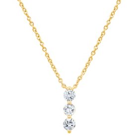 0.25 CT. T.W. 3 Stone Diamond Stick Necklace in 14K Gold
