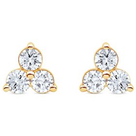 0.30 CT. T.W. Diamond Three Stone Earrings in 14K Gold