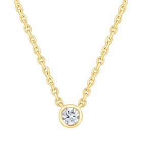 0.07 CT. T.W. Round Cut Bezel Diamond Pendant Necklace in 14K Gold