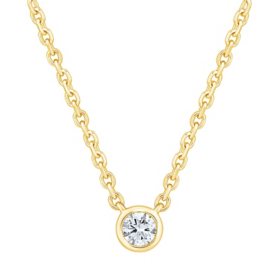 0.07 CT. T.W. Diamond Bezel Necklace in 14K Yellow Gold
