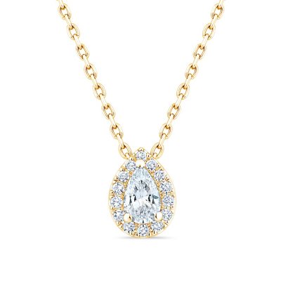 0.30 CT. T. W. Pear Cut Halo Diamond Pendant Necklace in 14K Gold