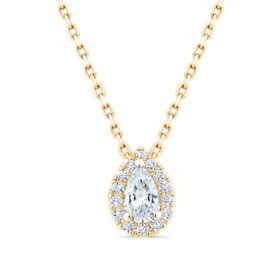 0.30 CT. T.W. Pear Cut Halo Diamond Pendant Necklace in 14K Gold