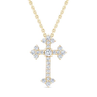 0.35 CT. T. W. Round Cut Cross Diamond Pendant in 14K Gold