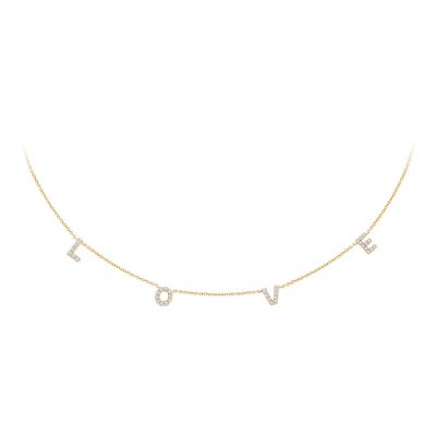 0.35 CT. T. W. Round Cut Diamond Necklace in 14K Gold:- Love