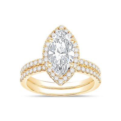 Yellow Gold, variant on 2.60 CT.T.W. Marquise Lab Created Diamond Bridal Set in 18K Gold