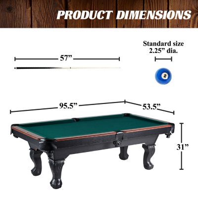 MD Sports Crestmont 8' Pool Table, Accessories Inclued, Brown/Green 