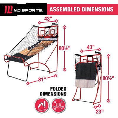 MD Sports EZ-Fold 2-Player 80.5 inch Arcade Basketball Game with