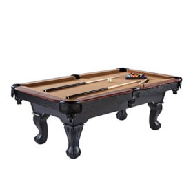 Barrington Billiards Belmont Drop Pocket Billiards Table, 7.5' with Pool Ball & Cue Stick Set