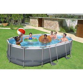 Bestway Power Steel Above Ground Pool Set, L 16' x W 10' x H 42"