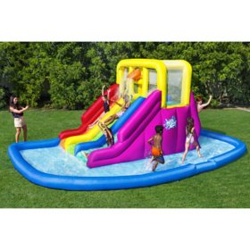 H2OGO! Triple Splash Kids Inflatable Mega Water Park, 8' x 22', Assorted Colors