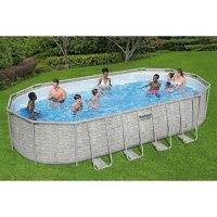 Bestway Power Steel Above Ground Pool Set,  L 22’ x W 12’ x H 52"