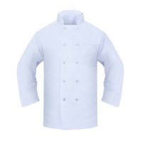 Chef Coat with Long Sleeve, 2 Pockets (1 Thermoter, 1 Chest), Pearl Button in White (2 Pack) - Choose your size