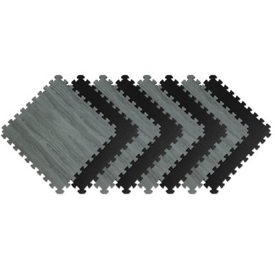 Norsk 25 x 25 Reversible Foam Flooring, Gray Wood & Black, 8 Tiles -  Sam's Club