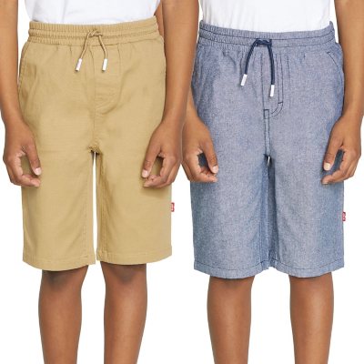 2-Pack Levi's Boys' Pull-On Shorts (Size: M in Blue Chambray/Harvest Gold)