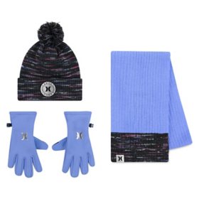 Hurley Girls' Beanie, Gloves and Scarf Set