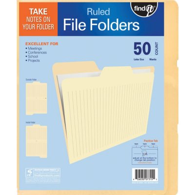 Find It Ruled File Folders, Manila (50 pk.) - Sam's Club