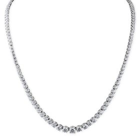 Round Cut Diamond Riviera Tennis Necklace in 14K Gold
