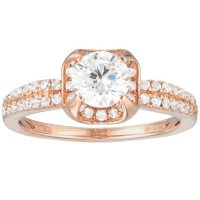 0.70 CT. T.W. Diamond Halo Double Shank Engagement Ring in 14K Rose Gold (H-I, I)
