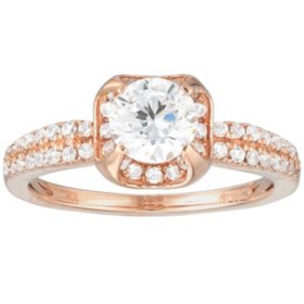 0.70 CT. T.W. Diamond Halo Double Shank Engagement Ring in 14K Rose Gold (H-I, I)
