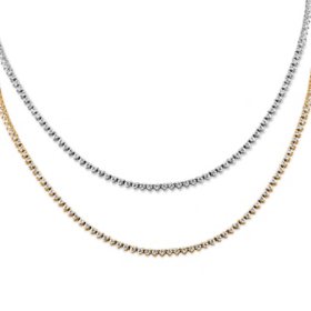 Round Cut Diamond Tennis Necklace In 14K Gold