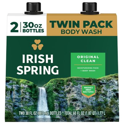 2 Bottles Irish Spring 5-in-1 Shampoo,Conditioner Body Face 24 Deodorizer  18 oz