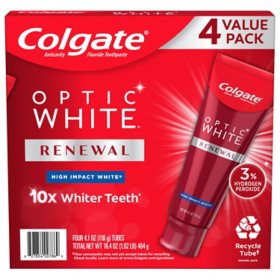 Colgate Optic White Renewal Whitening Toothpaste, 4.1 oz., 4 pk.