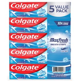 Colgate MaxFresh Toothpaste with Whitening Mini Breath Strips (6.3 oz., 5 pk.)