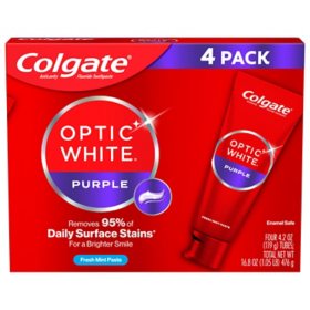 Colgate Optic White Purple Whitening Toothpaste, 4.2 oz., 4 pk.