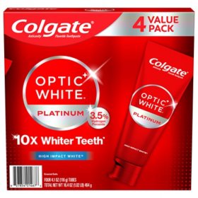 Colgate Optic White Platinum Teeth Whitening Toothpaste, 4.1 oz., 4 pk.