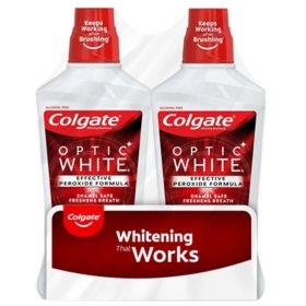 Colgate Optic White Whitening Mouthwash, 1L., 2 pk.