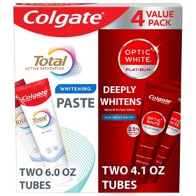 Colgate Total + Optic White Whitening Toothpaste, 4 pk.