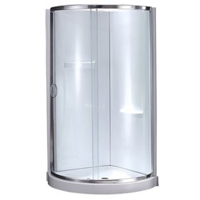 Breeze 32” x 32” x 77” Corner Shower Kit with Clear Glass, Walls, Base and Chrome Hardware