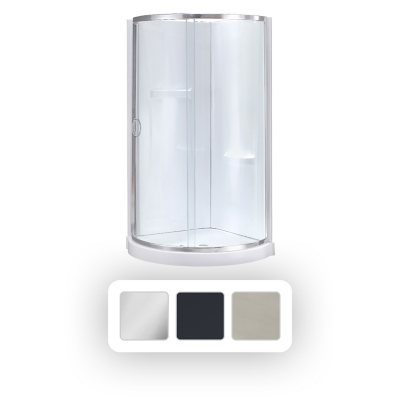 OVE Decors Breeze 34in Shower Kit with Glass Panels, Walls & Base - Chrome