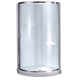 OVE Decors Breeze 34 in x 34 in x 77 in H Curved Corner Shower Kit with Clear Glass, Walls, Base and Chrome Hardware