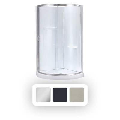 Breeze 38" x 38" x 77" Corner Shower Kit with Clear Glass, Walls, Base and Chrome Hardware - Chrome:- Chrome